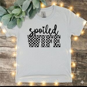 Spoiled wife shirt Fashion Checkered Retro print cute popular Wifey